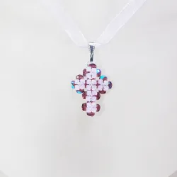 Pendant 40cm - Tullia-Violet Organza - Pendant 40cm - Laiton argenté